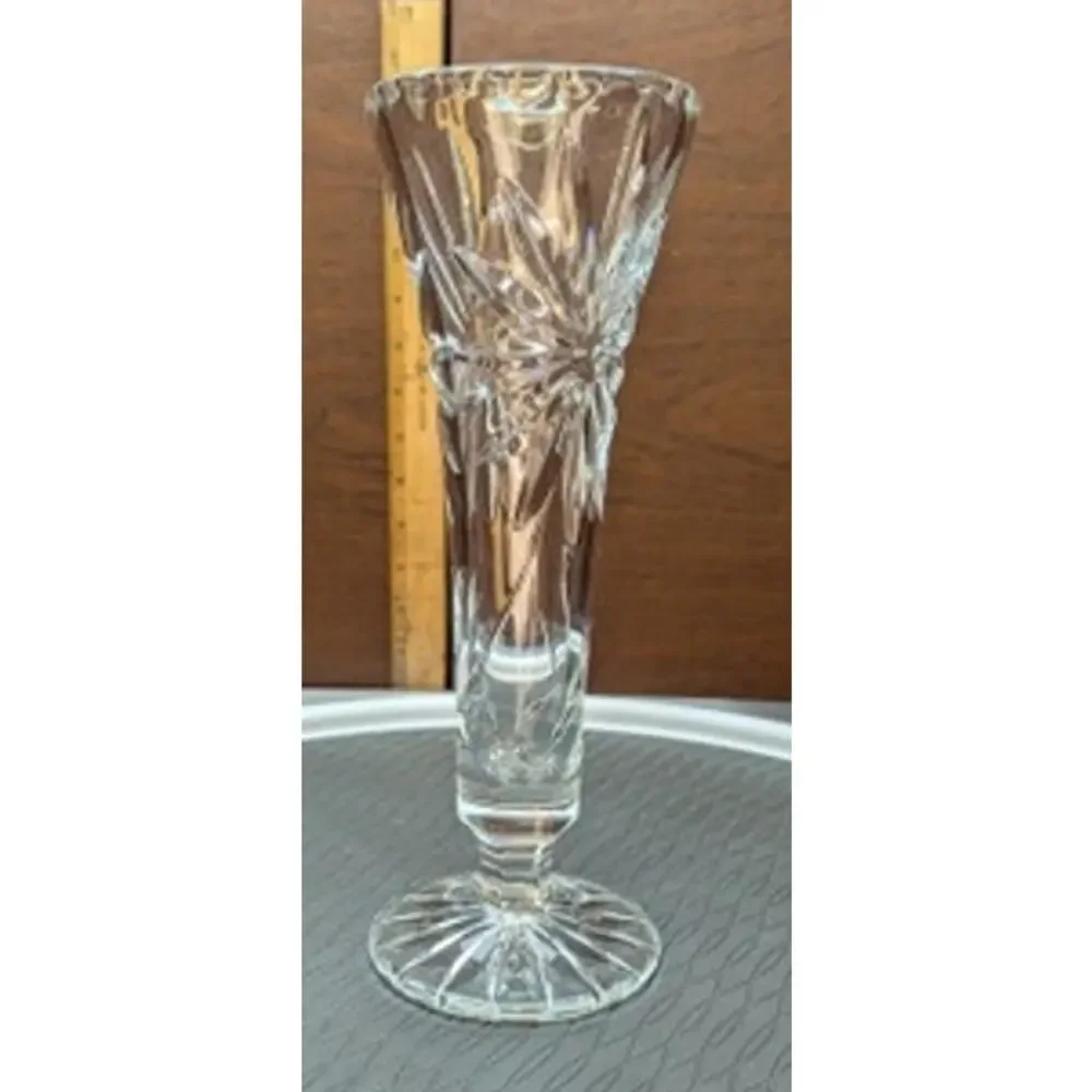 Vtg Brilliant Glass Vase Floral Daisy Bohemian Cottage Gift Centerpiece Elegant